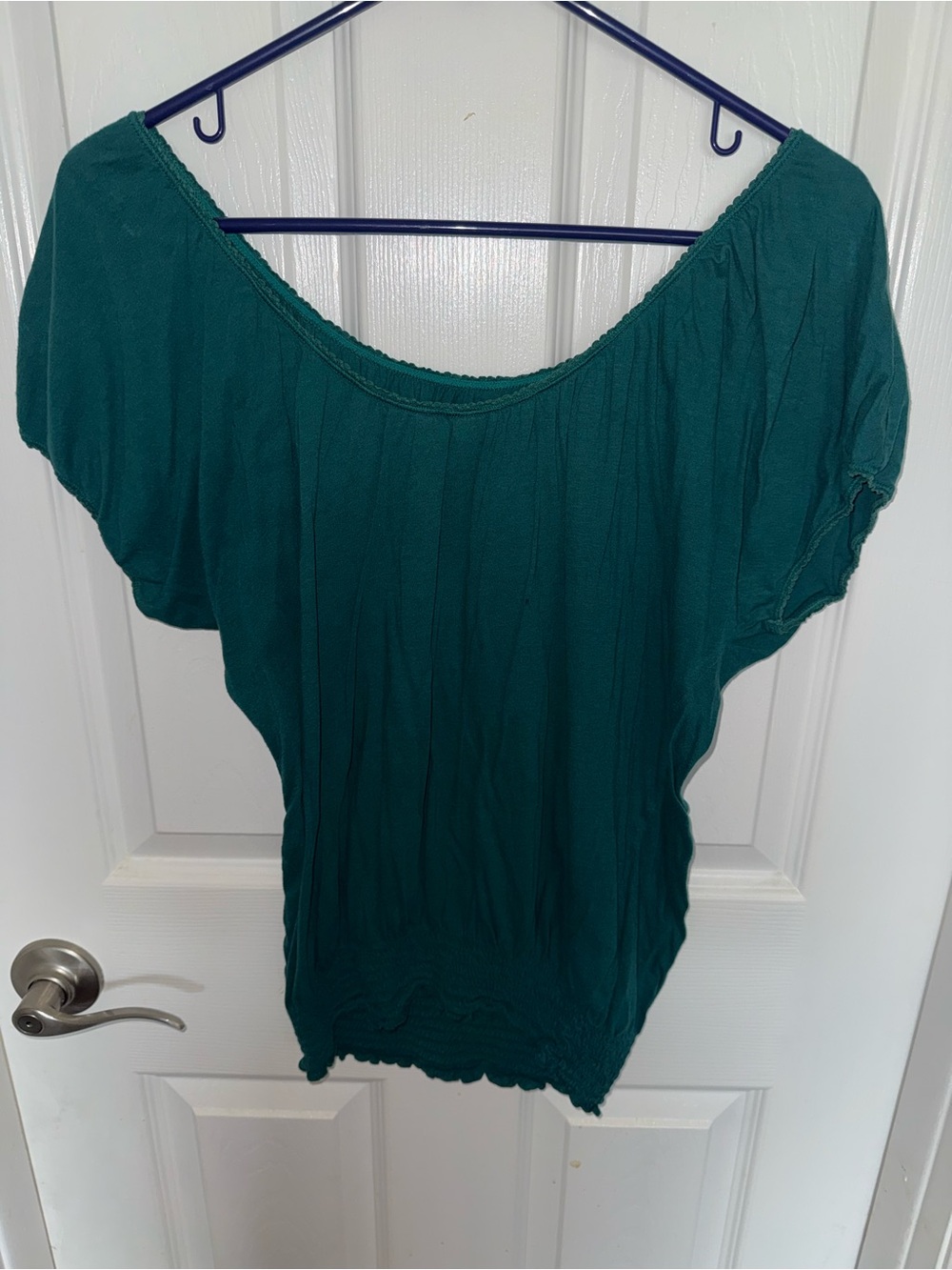 American Eagle Outfitters Teal Off-Shoulder Top